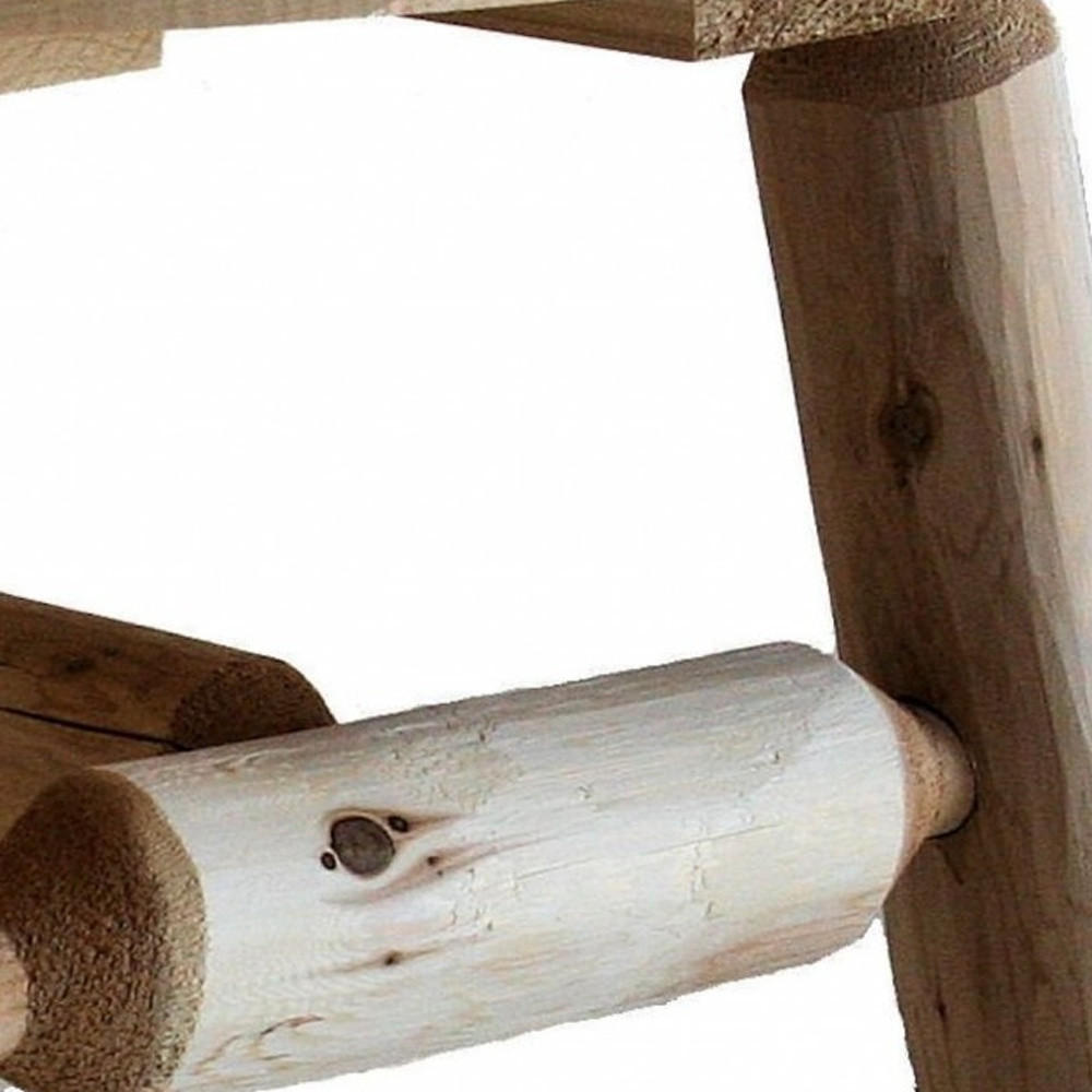 25" Natural Rounded Solid Wood Outdoor Coffee Table 3 25" Natural Rounded Solid Wood Outdoor Coffee Table - Image 3