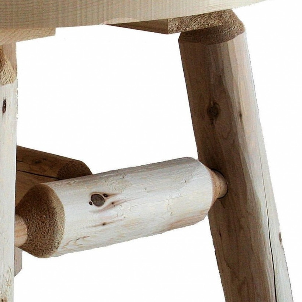 25" Natural Rounded Solid Wood Outdoor Coffee Table 4 25" Natural Rounded Solid Wood Outdoor Coffee Table - Image 4