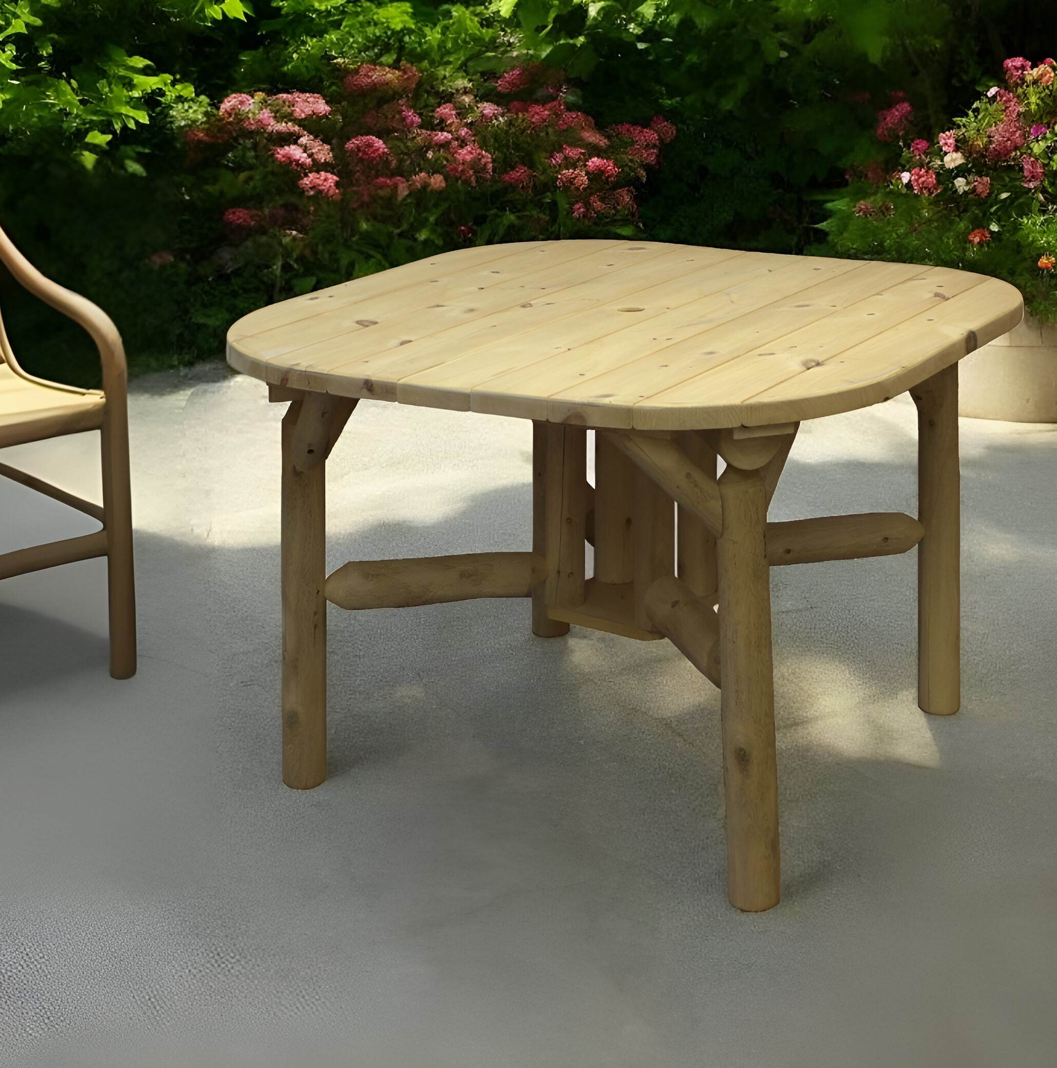 47" Natural Square Solid Wood Outdoor Dining Table 7 47" Natural Square Solid Wood Outdoor Dining Table