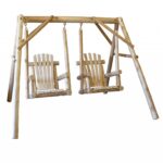 87" X 70" X 65" Rustic Natural Wood Double Chair Swing