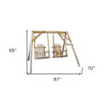 87" X 70" X 65" Rustic Natural Wood Double Chair Swing
