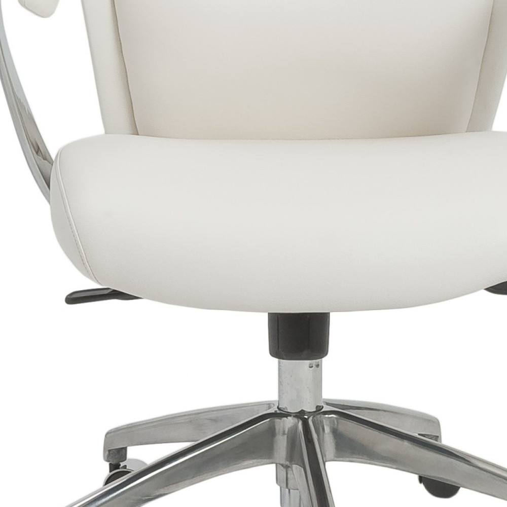40-Inch White Faux Leather Adjustable Executive Office Chair 4 40-Inch White Faux Leather Adjustable Executive Office Chair - Image 4