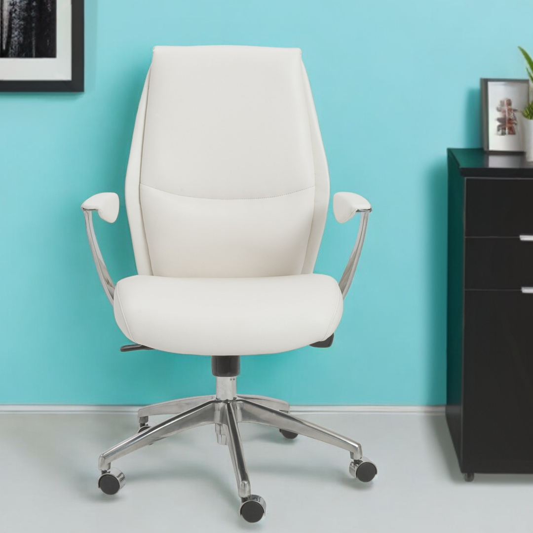 40-Inch White Faux Leather Adjustable Executive Office Chair 2 40-Inch White Faux Leather Adjustable Executive Office Chair - Image 2