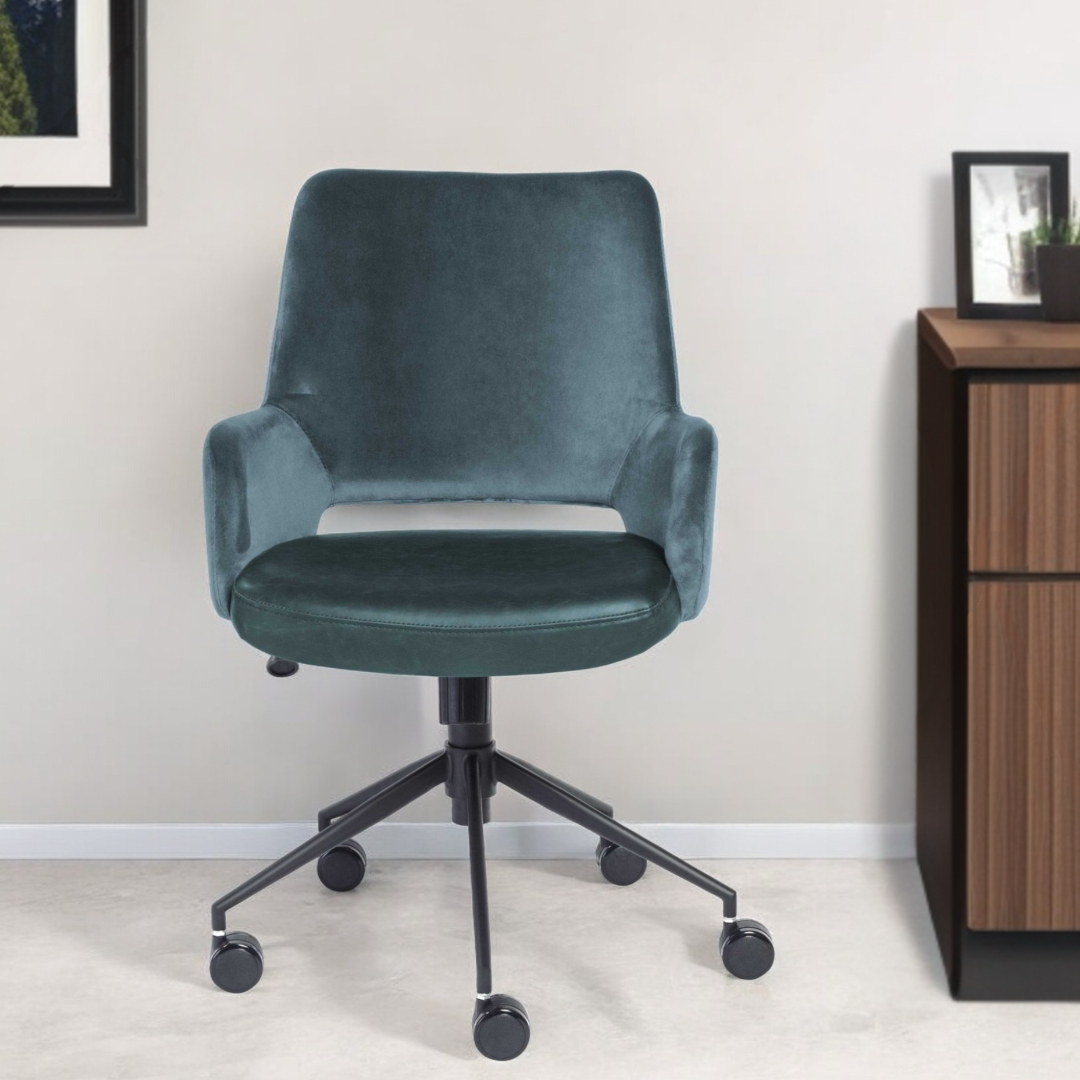 37.21-Inch Adjustable Swivel Velvet Office Chair With Lumbar Support 2 37.21-Inch Adjustable Swivel Velvet Office Chair With Lumbar Support - Image 2