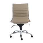 26 Inch Taupe Faux Leather Adjustable Swivel Office Chair