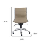 26 Inch Taupe Faux Leather Adjustable Swivel Office Chair