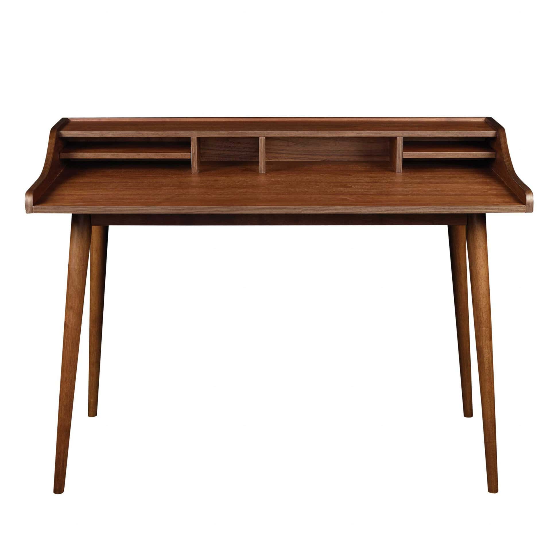 47 Inch Walnut Writing Desk with Shelves for Home Office 10 47 Inch Walnut Writing Desk with Shelves for Home Office