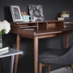 47 Inch Walnut Writing Desk with Shelves for Home Office 16 47 Inch Walnut Writing Desk with Shelves for Home Office