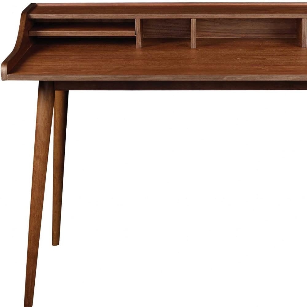 47 Inch Walnut Writing Desk with Shelves for Home Office 5 47 Inch Walnut Writing Desk with Shelves for Home Office - Image 5