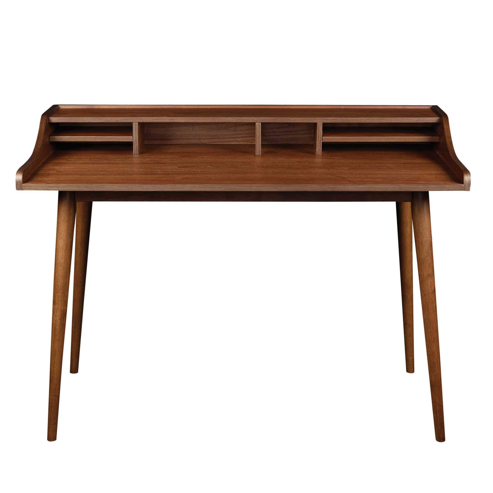 47 Inch Walnut Writing Desk with Shelves for Home Office 15 47 Inch Walnut Writing Desk with Shelves for Home Office