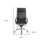 26 Inch Black Silver Faux Leather Adjustable Swivel Office Chair