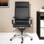 26 Inch Black Silver Faux Leather Adjustable Swivel Office Chair
