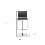 20 Inch Gray and Silver Stainless Steel Bar Stool