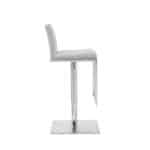 20 Inch White and Silver Stainless Steel Bar Stool w/ Footrest