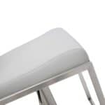 20 Inch White and Silver Stainless Steel Bar Stool w/ Footrest