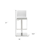 20 Inch White and Silver Stainless Steel Bar Stool w/ Footrest