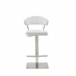 20 Inch White and Silver Stainless Steel Bar Stool