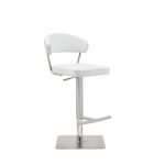 20 Inch White and Silver Stainless Steel Bar Stool