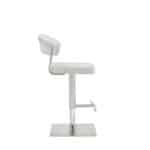 20 Inch White and Silver Stainless Steel Bar Stool