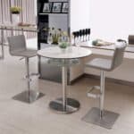 26 Inch Light Gray and Silver Counter Height Bar Stool