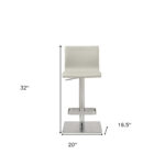 26 Inch Light Gray and Silver Counter Height Bar Stool