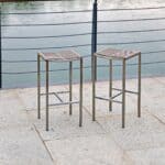 28 Inch Brown and Silver Backless Bar Stools with Footrest (Set of 4)