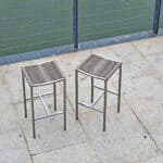 28 Inch Brown and Silver Backless Bar Stools with Footrest (Set of 4)