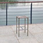 28 Inch Brown and Silver Backless Bar Stools with Footrest (Set of 4)