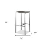28 Inch Brown and Silver Backless Bar Stools with Footrest (Set of 4)