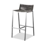 28 Inch Brown and Silver Stainless Steel Low Back Bar Stool