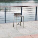 28 Inch Brown and Silver Stainless Steel Low Back Bar Stool