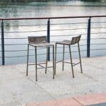 28 Inch Brown and Silver Stainless Steel Low Back Bar Stool