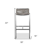 28 Inch Brown and Silver Stainless Steel Low Back Bar Stool