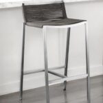 28 Inch Brown and Silver Stainless Steel Low Back Bar Stool