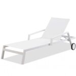 Set Of 2 White Modern Adjustable Aluminum Chaise Lounges