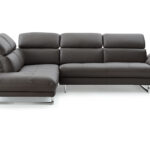 Dark Gray Genuine Leather L Shaped Sectional with Chaise