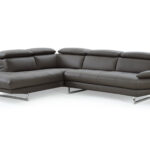 Dark Gray Genuine Leather L Shaped Sectional with Chaise