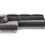 Dark Gray Genuine Leather L Shaped Sectional with Chaise