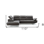 Dark Gray Genuine Leather L Shaped Sectional with Chaise