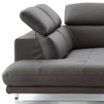 Dark Gray Genuine Leather L Shaped Sectional with Chaise