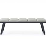 57" Modern Light Gray Faux Leather Upholstered Bench 9 57" Modern Light Gray Faux Leather Upholstered Bench
