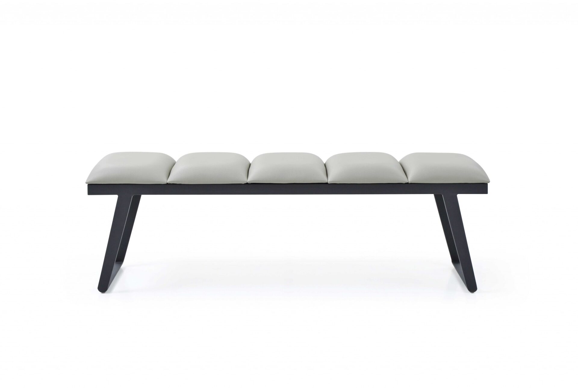 57" Modern Light Gray Faux Leather Upholstered Bench 1 57" Modern Light Gray Faux Leather Upholstered Bench