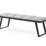 57" Modern Light Gray Faux Leather Upholstered Bench 12 57" Modern Light Gray Faux Leather Upholstered Bench