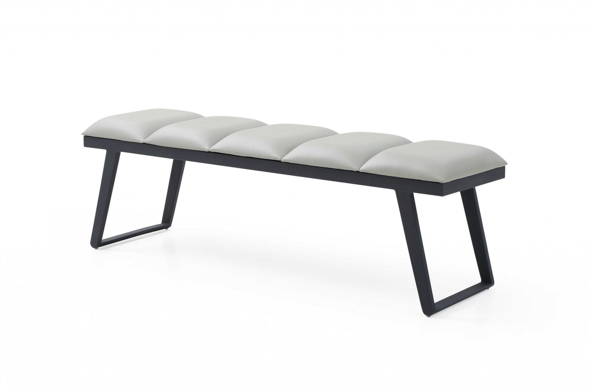 57" Modern Light Gray Faux Leather Upholstered Bench 4 57" Modern Light Gray Faux Leather Upholstered Bench - Image 4