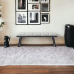57" Modern Light Gray Faux Leather Upholstered Bench 10 57" Modern Light Gray Faux Leather Upholstered Bench