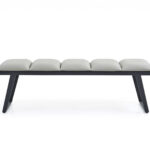 57" Modern Light Gray Faux Leather Upholstered Bench 13 57" Modern Light Gray Faux Leather Upholstered Bench