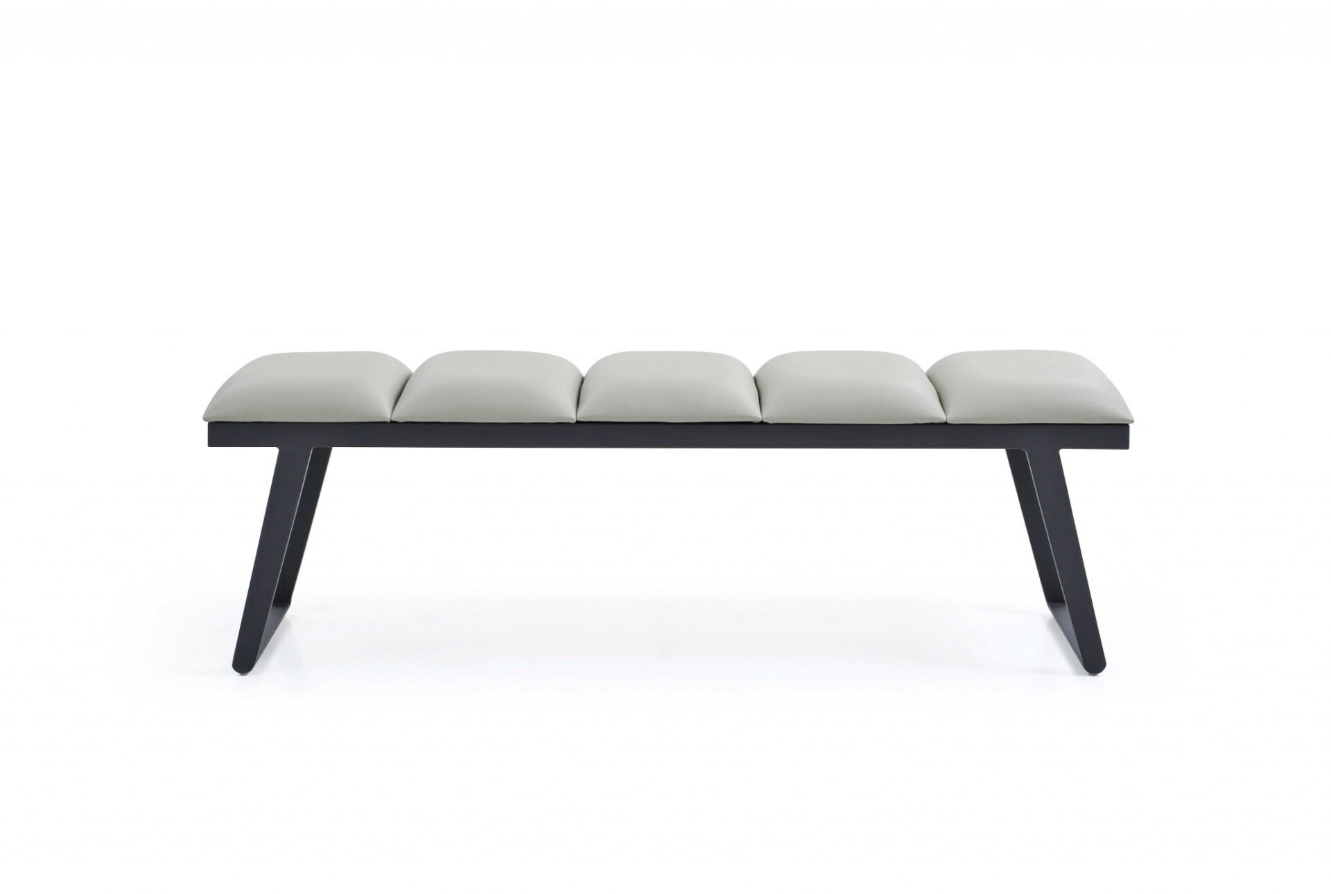 57" Modern Light Gray Faux Leather Upholstered Bench 5 57" Modern Light Gray Faux Leather Upholstered Bench - Image 5