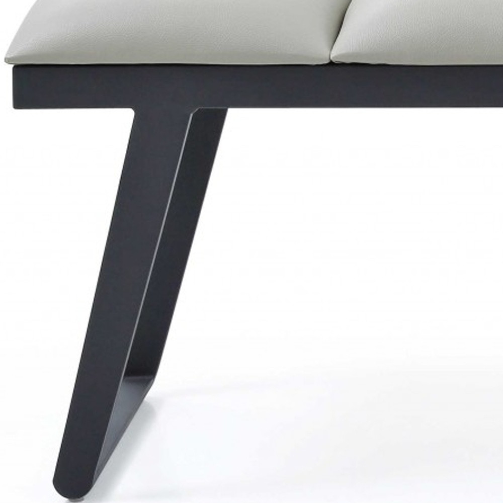 57" Modern Light Gray Faux Leather Upholstered Bench 6 57" Modern Light Gray Faux Leather Upholstered Bench - Image 6