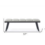 57" Modern Light Gray Faux Leather Upholstered Bench 16 57" Modern Light Gray Faux Leather Upholstered Bench