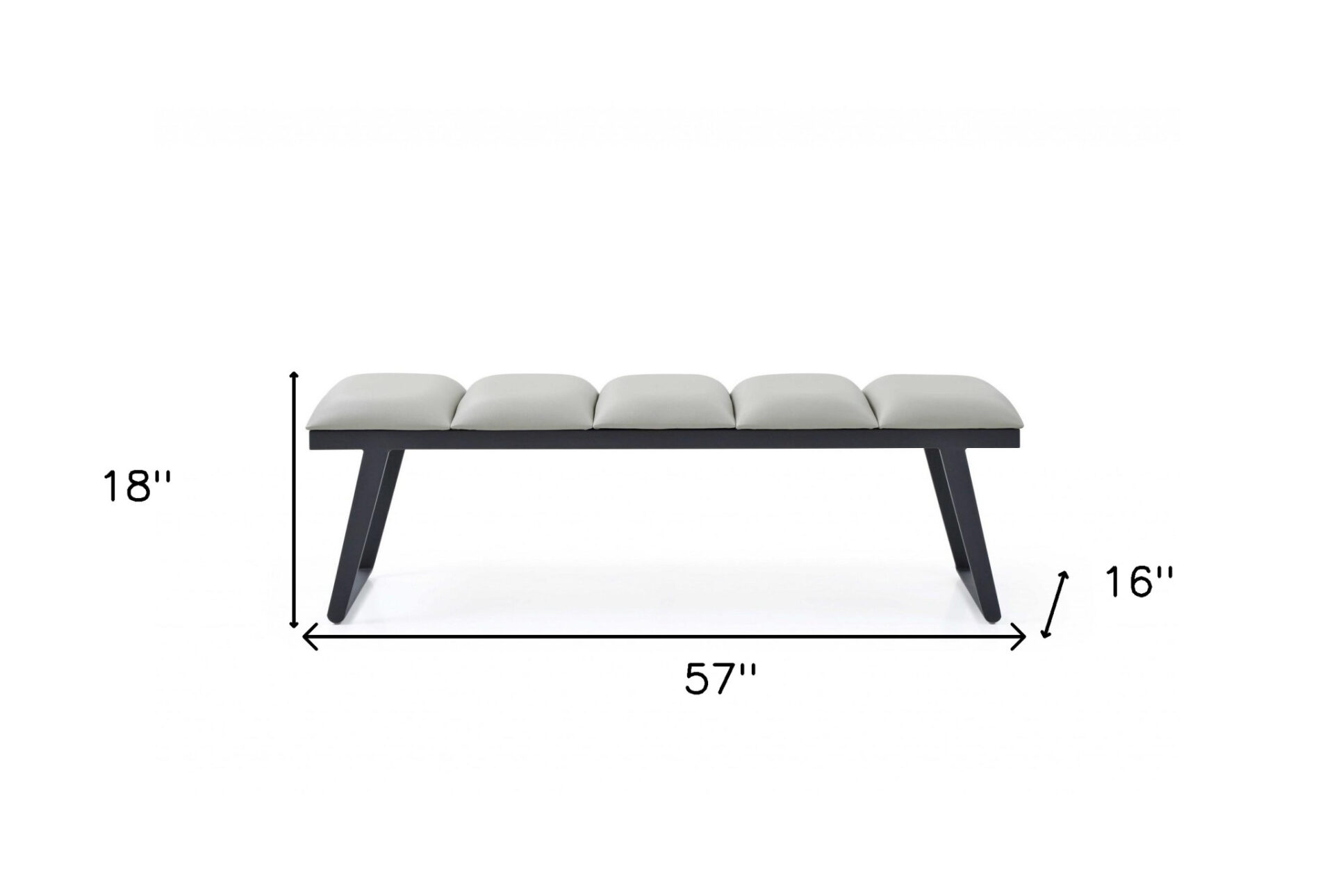 57" Modern Light Gray Faux Leather Upholstered Bench 8 57" Modern Light Gray Faux Leather Upholstered Bench - Image 8